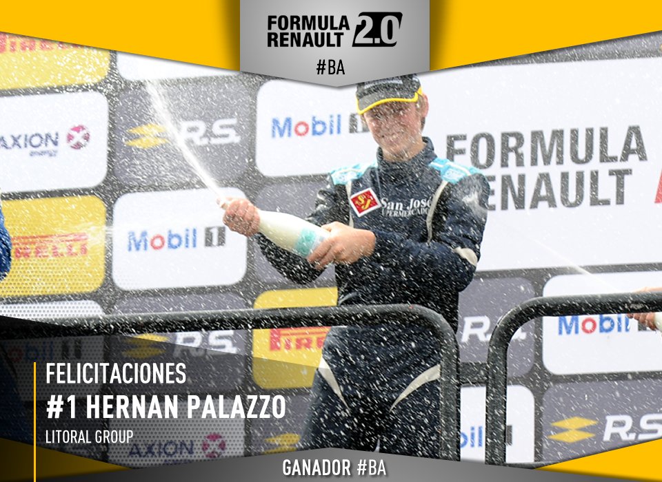 F20Oficial's tweet photo. ¡Felicitaciones @hernanpalazzo01 por tu primer triunfo! 🍾🎉 

#FormulaRenault #BA https://t.co/are1C0X3jl