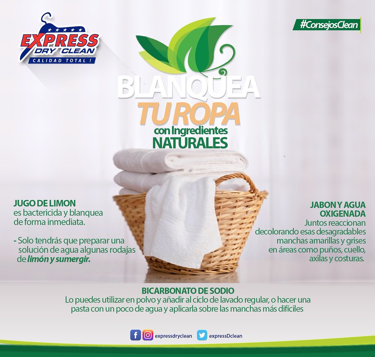 ExpressDClean's tweet photo. #BlaqueaTuRopa con #IngredientesNaturales. #ConsejosClean
#SomosLavanderia #CalidadTotal
Source: https://t.co/vZjElawkEP https://t.co/UVQV0I8KNE