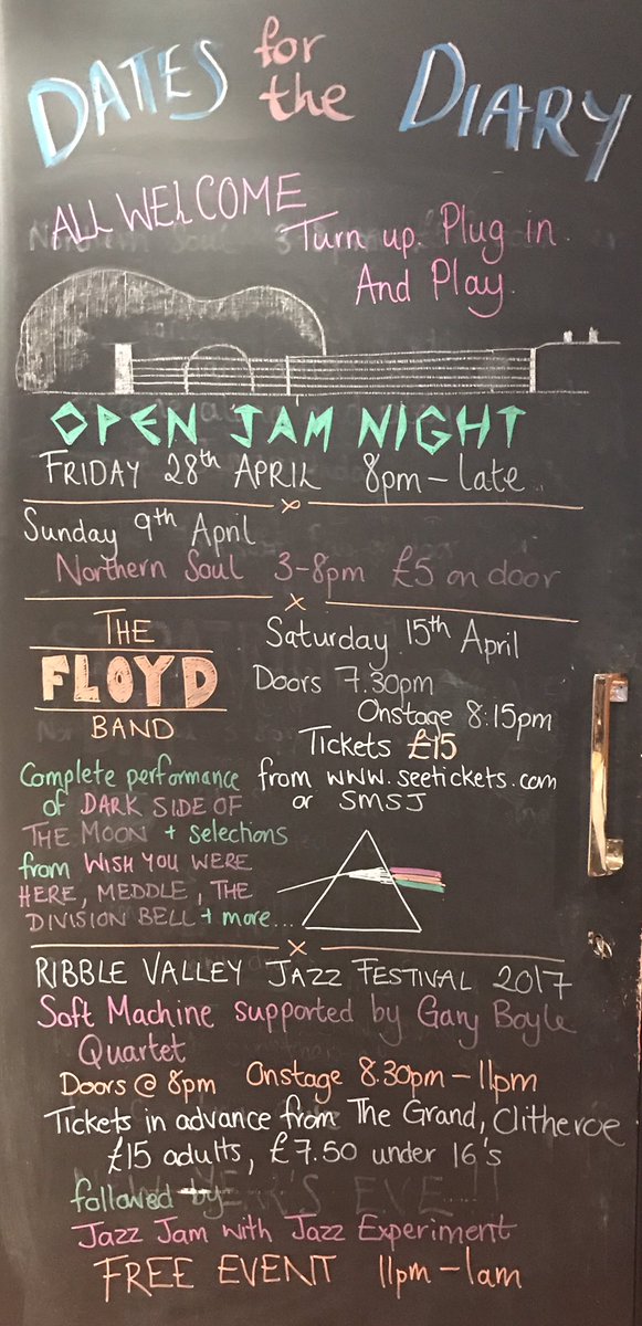 Old School Rooms (@smsj_clitheroe) on Twitter photo Upcoming month of live music 🎷🎸🎺🙌 <a href="/seetickets/">See Tickets</a> & @TheFloydBandUk <a href="/NeilsoulUk/">alittlebitofsoul.uk</a> <a href="/RVJazzFest/">Ribble Valley Jazz & Blues Festival</a> #Clitheroe #SpoiltForChoice #livemusic #excitedmuch Upcoming month of live music 🎷🎸🎺🙌 <a href="/seetickets/">See Tickets</a> & @TheFloydBandUk <a href="/NeilsoulUk/">alittlebitofsoul.uk</a> <a href="/RVJazzFest/">Ribble Valley Jazz & Blues Festival</a> #Clitheroe #SpoiltForChoice #livemusic #excitedmuch