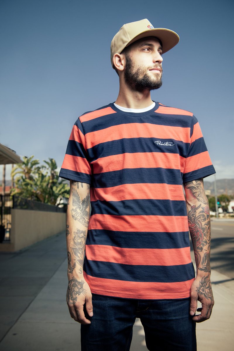Classic Stripe short sleeve crew, available now online. primitiveskate.com/collections/sp…