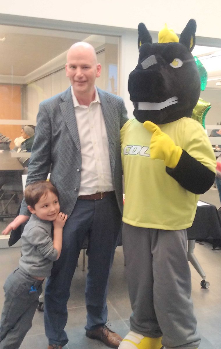 dbrioux's tweet photo. Everyone loves @CentennialCOLTS Bolt the Colt, especially @CentennialEDU VP Stephenson and son Oakley. #ccoltsfam https://t.co/P3vt0Pmho8