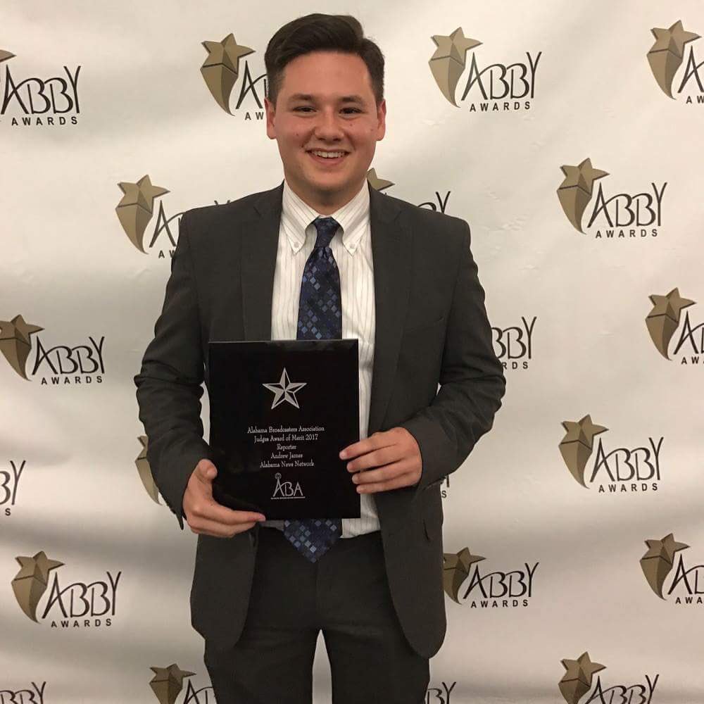 Congratulations to alumn <a href="/AndrewJamesNews/">Andrew James</a> for winning the  Alabama Broadcast's Reporter of the Year! We are very proud to call you a SigEp!!