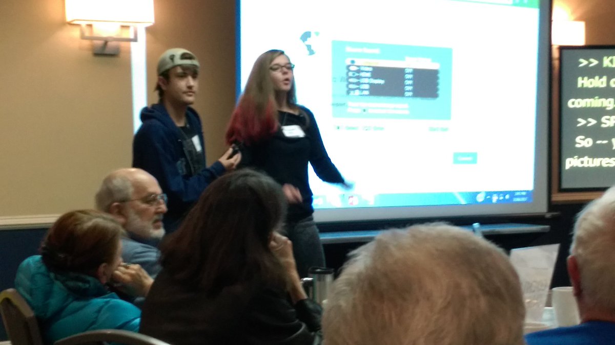 GrBayPackerfan's tweet photo. Casey and Emmie talking about Celebration at our local volunteer meeting! @CochlearUS #cochlear2017 https://t.co/p3DQVZYHdY