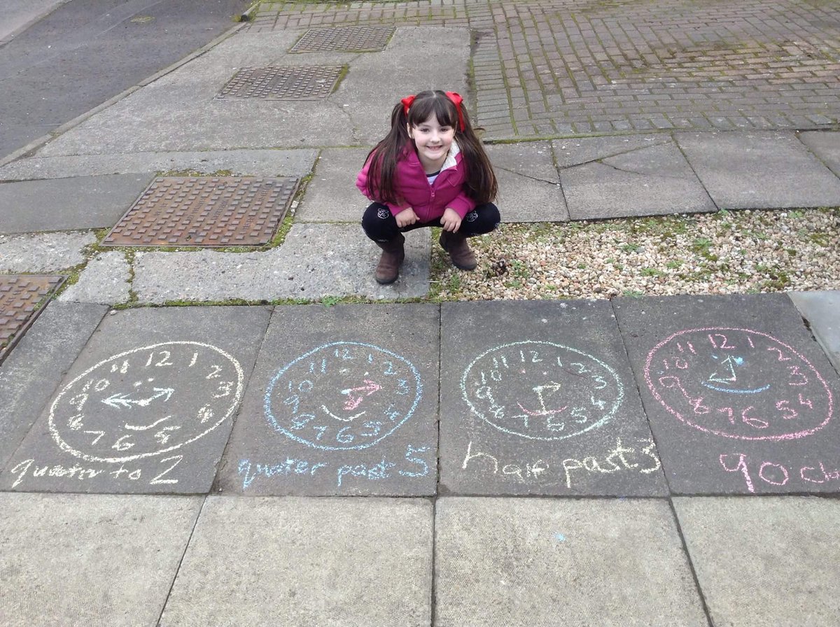 HazelWyllie's tweet image. Niamh with her outdoor clocks @Primary2C