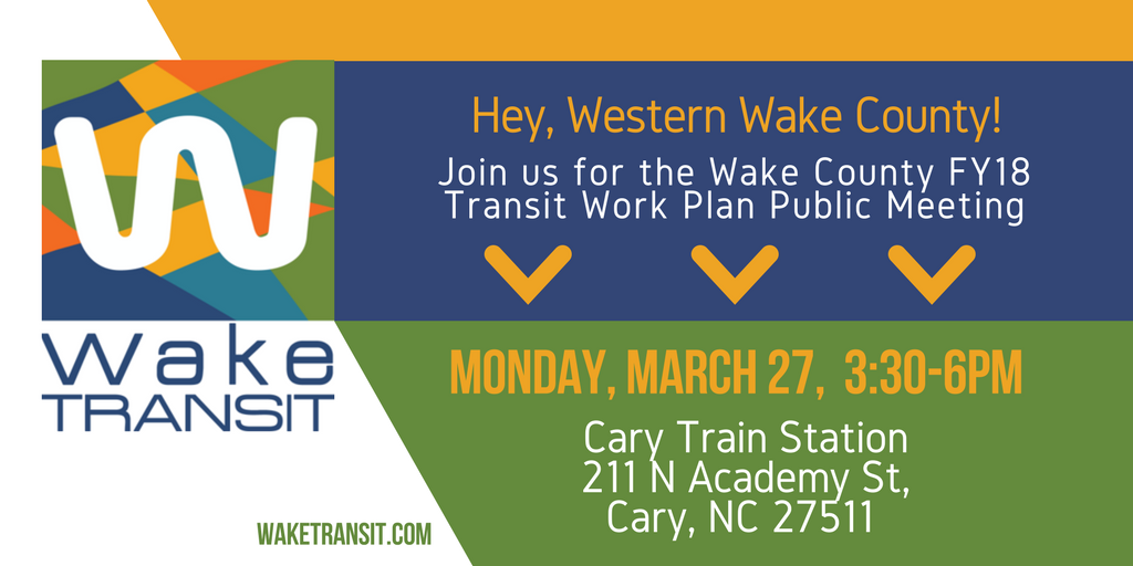 WakeTransit's tweet photo. Tomorrow we will be at Cary Train Station to talk Wake County FY18 Transit Work Plan! See you there! https://t.co/slq4MgH9a3 https://t.co/6M6kPQIIYM