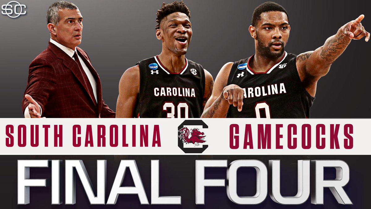 SportsCenter's tweet photo. The Gamecocks survive!

7-seed South Carolina punches its ticket to its first Final Four in school history. https://t.co/nbEZJ1kwiJ