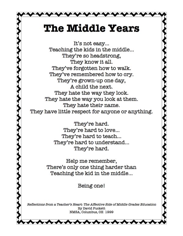 WMSPal's tweet photo. There’s only one thing harder than teaching the kid in the middle…being one!
@AMLE @NASSP @EdSDAMLE
#MLEM17 #WMSedchat
I ❤️ #middleschool! https://t.co/ZrUGh0VcA9