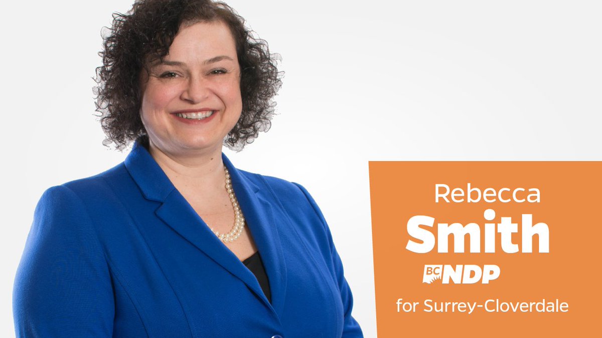 bcndp's tweet photo. Rebecca Smith is our candidate for Surrey-Cloverdale. We know @RebeccaSmithNDP will be a strong voice for #SurreyBC. Welcome to the team! https://t.co/chYpdikKMD