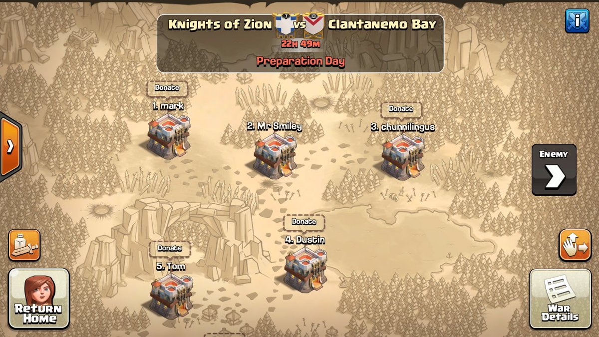 Knights_of_Zion's tweet photo. We have our friends from @BTP_CoC and @jericho_rising to do a 40 man spin to try to get lv8 and we match @ClantanemoBay 🌚 https://t.co/bcw1ZOZ61I