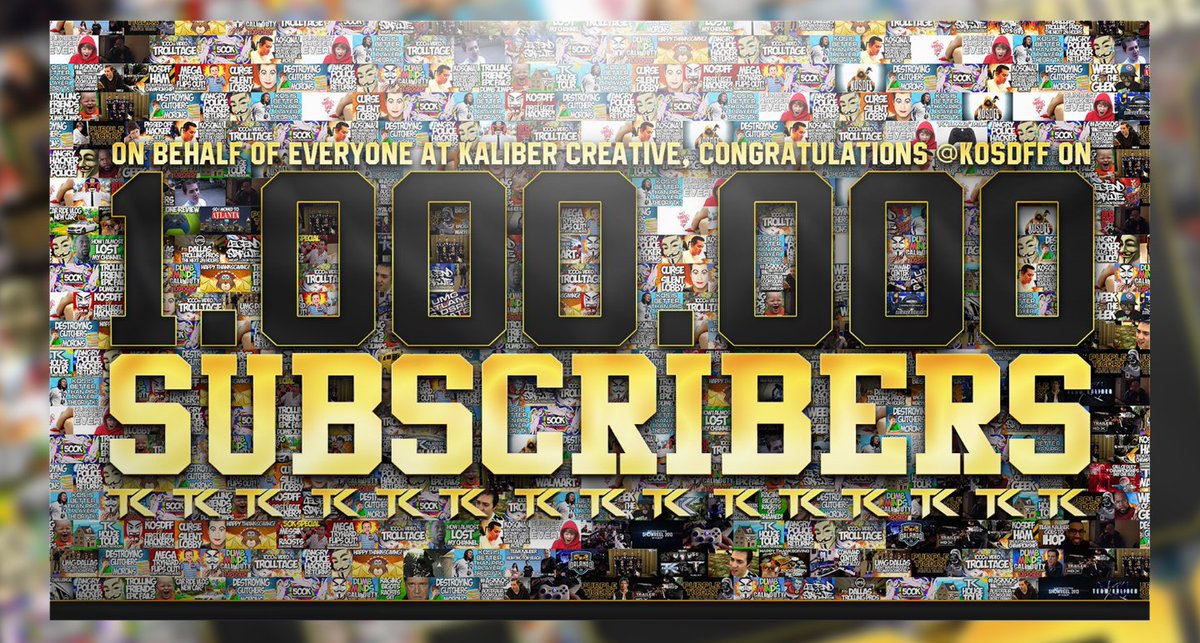 KaliberCreative's tweet image. On behalf of everyone at Kaliber Creative, congratulations @KOSDFF on reaching 1,000,000 subscribers!