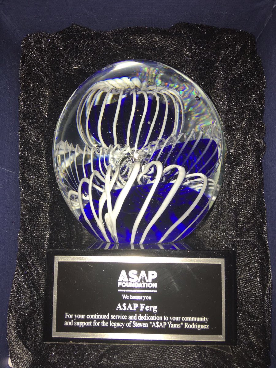 ASAPferg's tweet photo. Thank you for my award @asapforg #asapfoundation For allowing me to be apart of this great cause ! https://t.co/eI0X1nbyi3