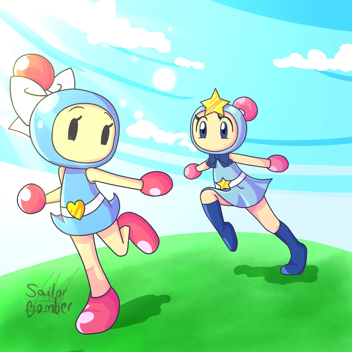 Aqua (Mizubon) and Acrobat Aqua #スパボンR #ボンバーマンあるある