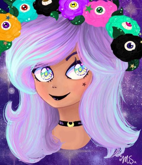 gigglygankyu's tweet photo. Drew this awhile ago. My trippy space queen. #pastel #pastelgoth #originalcharacter #art #trashoc https://t.co/X5ViKfry6p