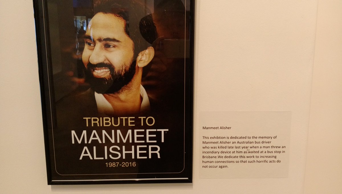 eugenehwhite's tweet photo. Solidarity, safety: Adelaide art exhibition honouring Brisbane bus driver Manmeet Alisher died while doing his job @RTBUnion #BetterSafety https://t.co/We1ThBBtXN
