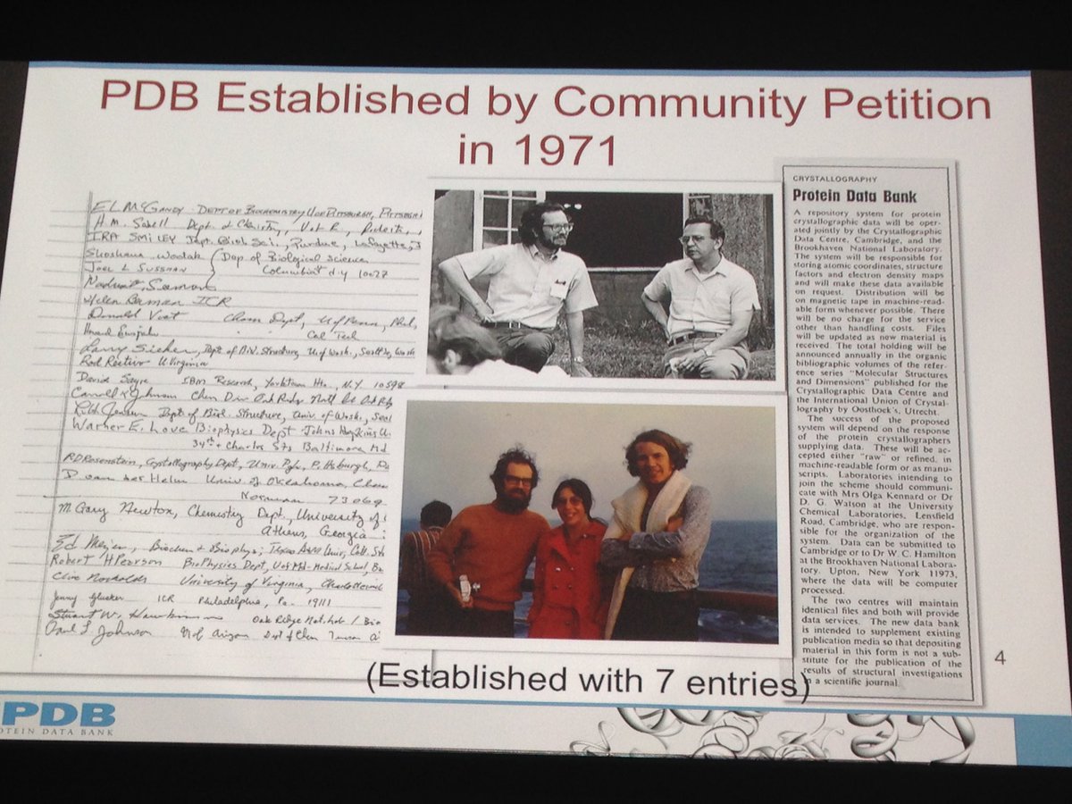 SSirarat's tweet image. Way back when... the birth of #PDB IN 1971 @rcsbPDB @PDBeurope by John Westbrook #Biocuration2017
