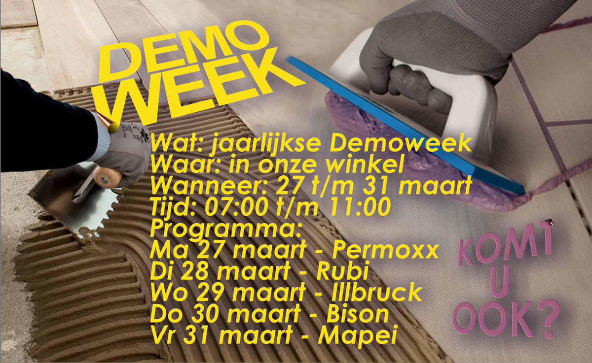 Komt u ook?
In de week van 27 maart is het weer Demoweek bij Bouwcenter Koolschijn! We starten maandag met <a href="/Permoxx/">Permoxx</a>