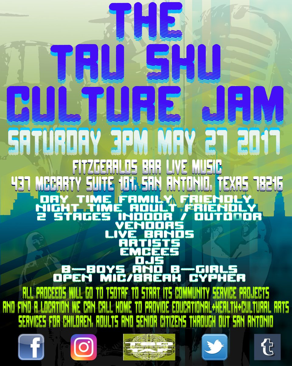 TSOTAF's tweet photo. Come out and have a great time with live music, artists, guest speakers, vendors and more Care to donate msg us for details! #TSOTAF #TSCJ https://t.co/X6ScYjWnTJ