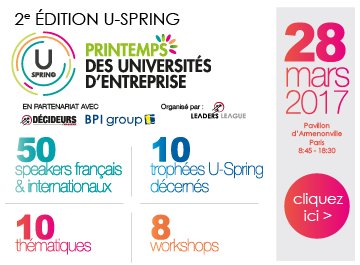 BPIgroupFR's tweet photo. [J - 1] 2è édition de #USpring, le Printemps des Universités d'Entreprise, organisé par BPI group et @Leaders_league https://t.co/HHXsUYPMFq https://t.co/wXb4tG0Ke0