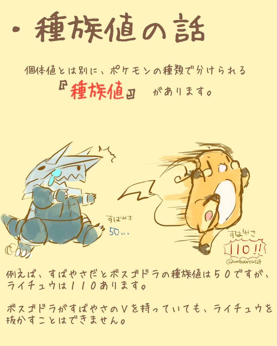 癒やし 種族値 個体値 をライチュウとボスゴドラで表したかわいいイラストが話題に 画像あり