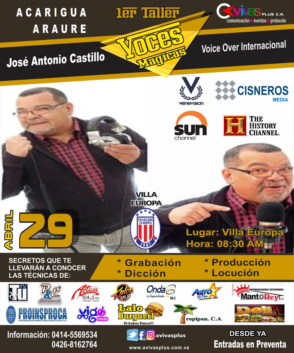 avivasplus's tweet photo. Recuerda que la cita es con @JoseACastillo21, este 29 de Abril en Acarigua, #VocesMagicas, no te lo pierdas. https://t.co/qhIxckEQT5