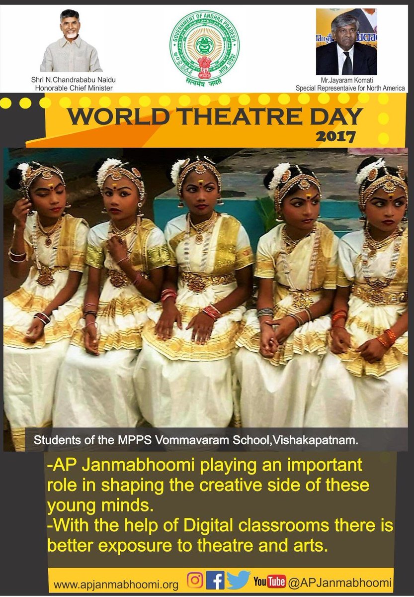 APJanmabhoomi's tweet photo. Drama helps to develop emotional quotient of a child, Our digital classrooms project at govt schools is aiding this  #worldtheatreday https://t.co/m8UWU73Gdw