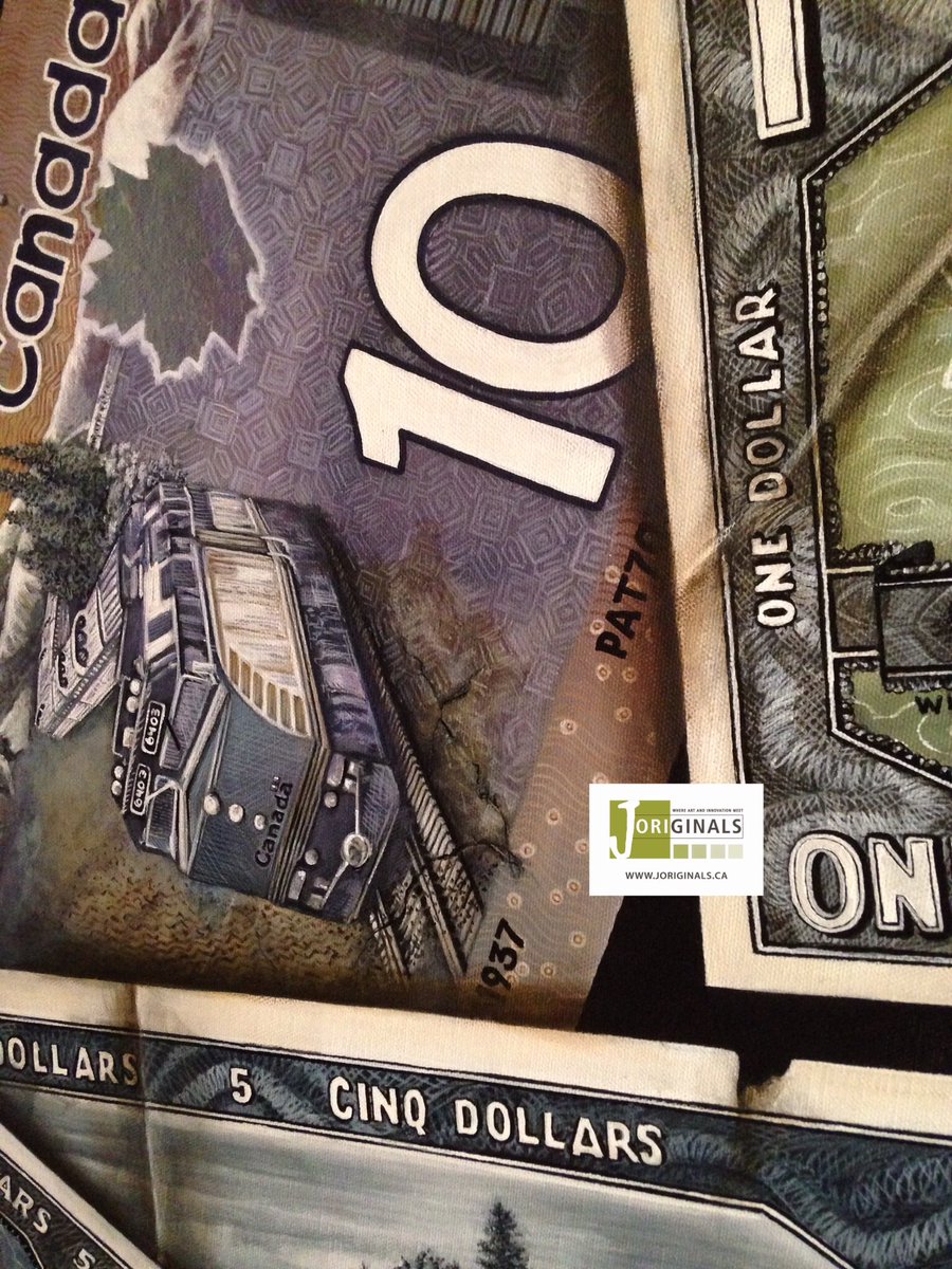 Joriginals1's tweet photo. 🎨detail: The purple polymer 10$ note is Via Rail "the Canadian" traveling thru the Canadian Rockies #historynote #viarail #rockies #yegart https://t.co/GVoxDvP90R