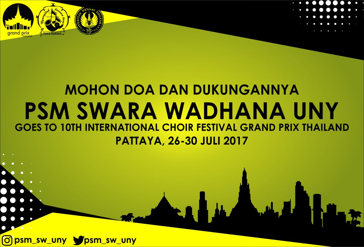 MOHON DOA DAN DUKUNGANNYA
.
.
#PSMSWUNYGoesToGPT2017 #GrandPrixThailand2017 #PSMSWUNY #PSMSWARAWADHANAUNY #CHOIR #YOGYAKARTA #JOGJA