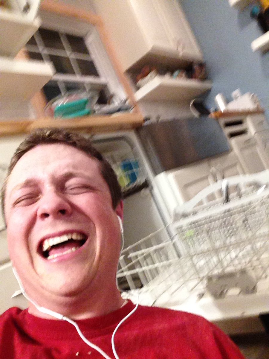 MakeItDad's tweet photo. Literally ended up on the floor and stopped unloading dishes when he started talking backwards @NoDumbQs. Glad I wasn't holding a knife. https://t.co/a8GZbOl1TJ