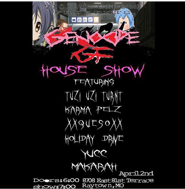 APRIL 7th 
PULL UP IF YOUR IN KC
#kansascity #houseshow #kcshow #FATBOYGANG #SoundCloud #Content #musiccollective #metal #rap #gay #nohomo