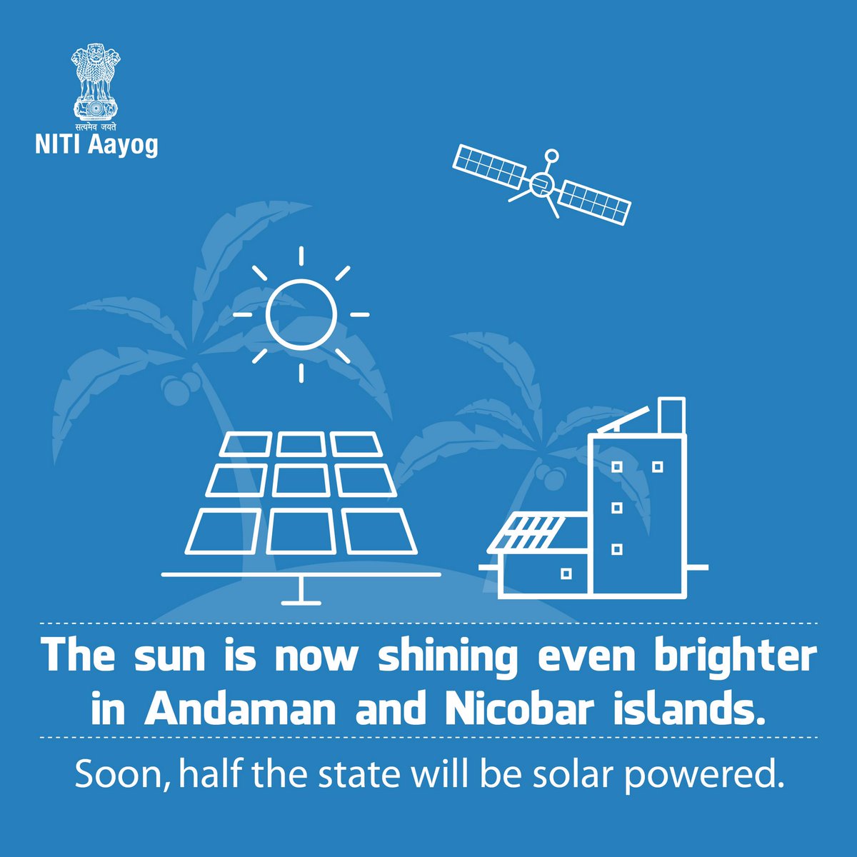 NITIAayog's tweet photo. #NewsfromNITI: Soon, at least half of Andaman &amp; Nicobar Islands will be Solar Powered! https://t.co/b55OwM4asf