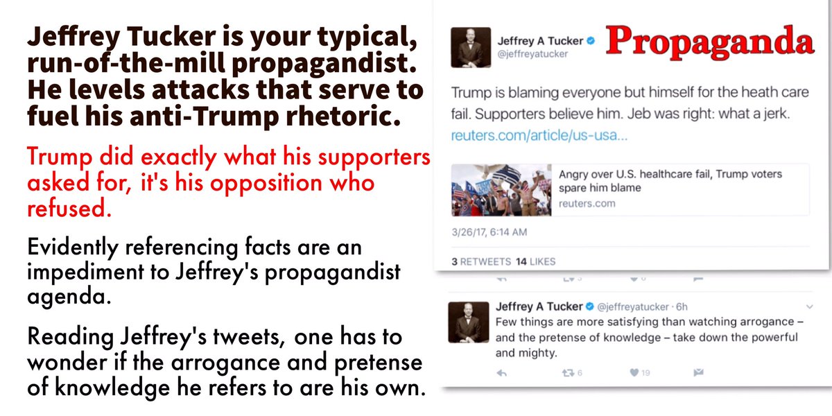 Quin4Trump's tweet photo. #jeffreytucker #propaganda #leftistlies #fakenews #MSM #ACA #libertydotme #addictedtoTrump @realdonaldtrump @POTUS https://t.co/I2UzSHxXpY
