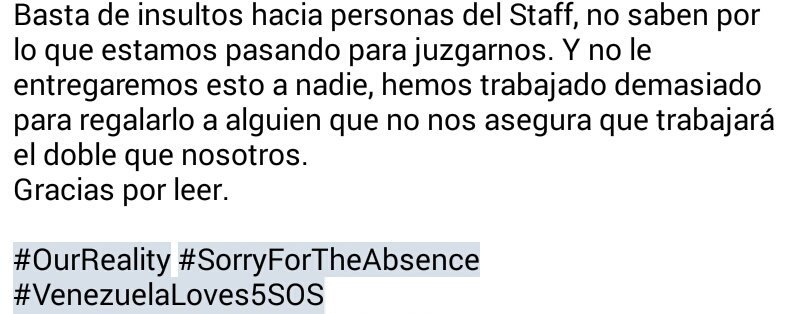 Oficial5SOSVzla's tweet photo. ¡IMPORTANTE! #OurReality #SorryForTheAbsence 💖 https://t.co/S7pDK3xp4W