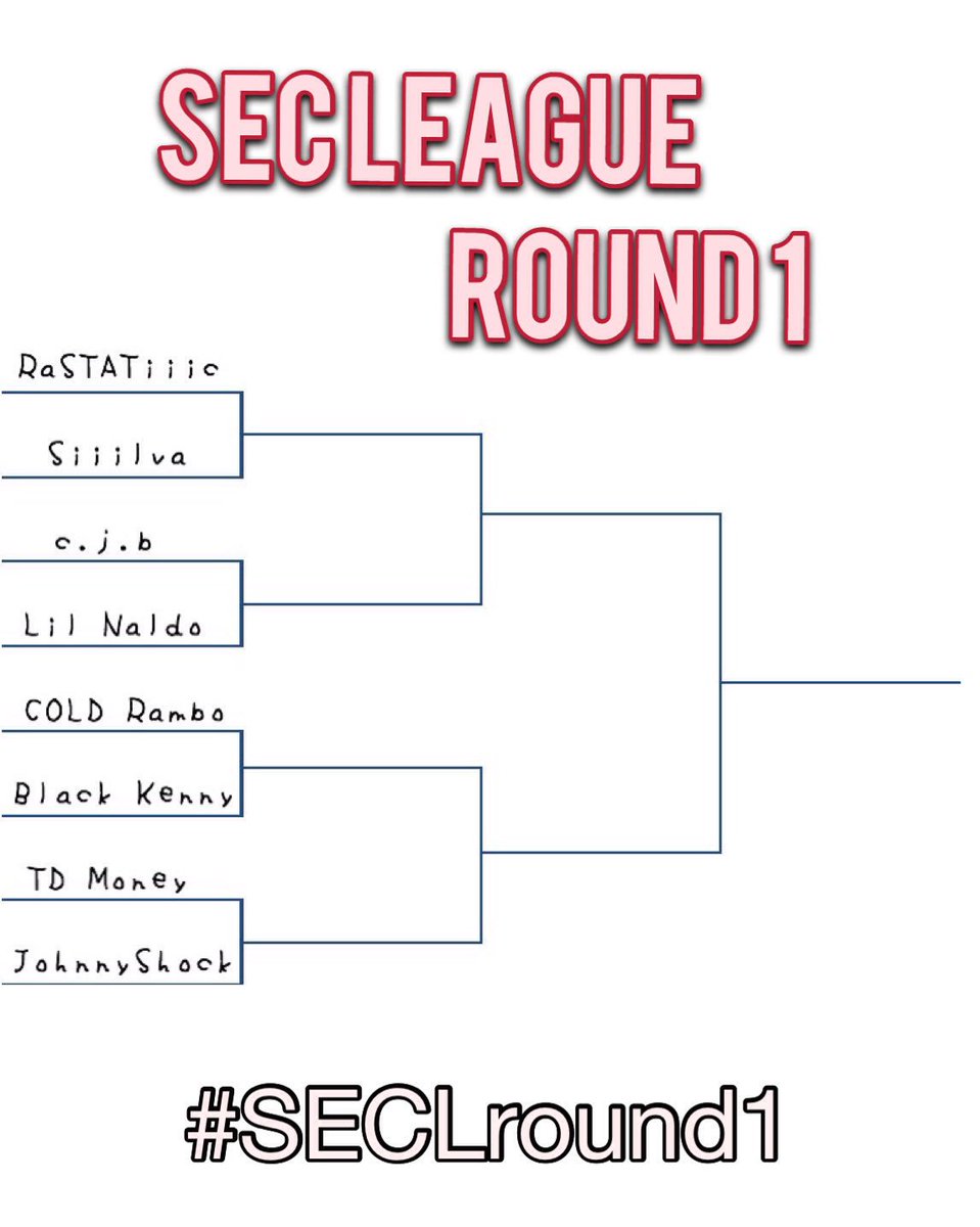 SecLeague's tweet image. @RaSTATiiiC VS @cariceee 
@thatsmyniggacjb VS @1LilNaldo 
@COLDRambo VS @_blackenny 
@Tdmoney26 VS @_JohnnyShock 
VIDEOS DUE SUNDAY 9pm ESt