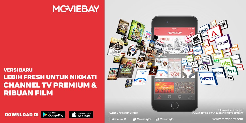 topTV_IND's tweet photo. Moviebay Versi Baru! Lebih fresh utk nikmati channel Indovision &amp; ribuan film terbaik dari gadget kamu. Download: https://t.co/hBkYQHSGyV https://t.co/F7BlYFj0o3