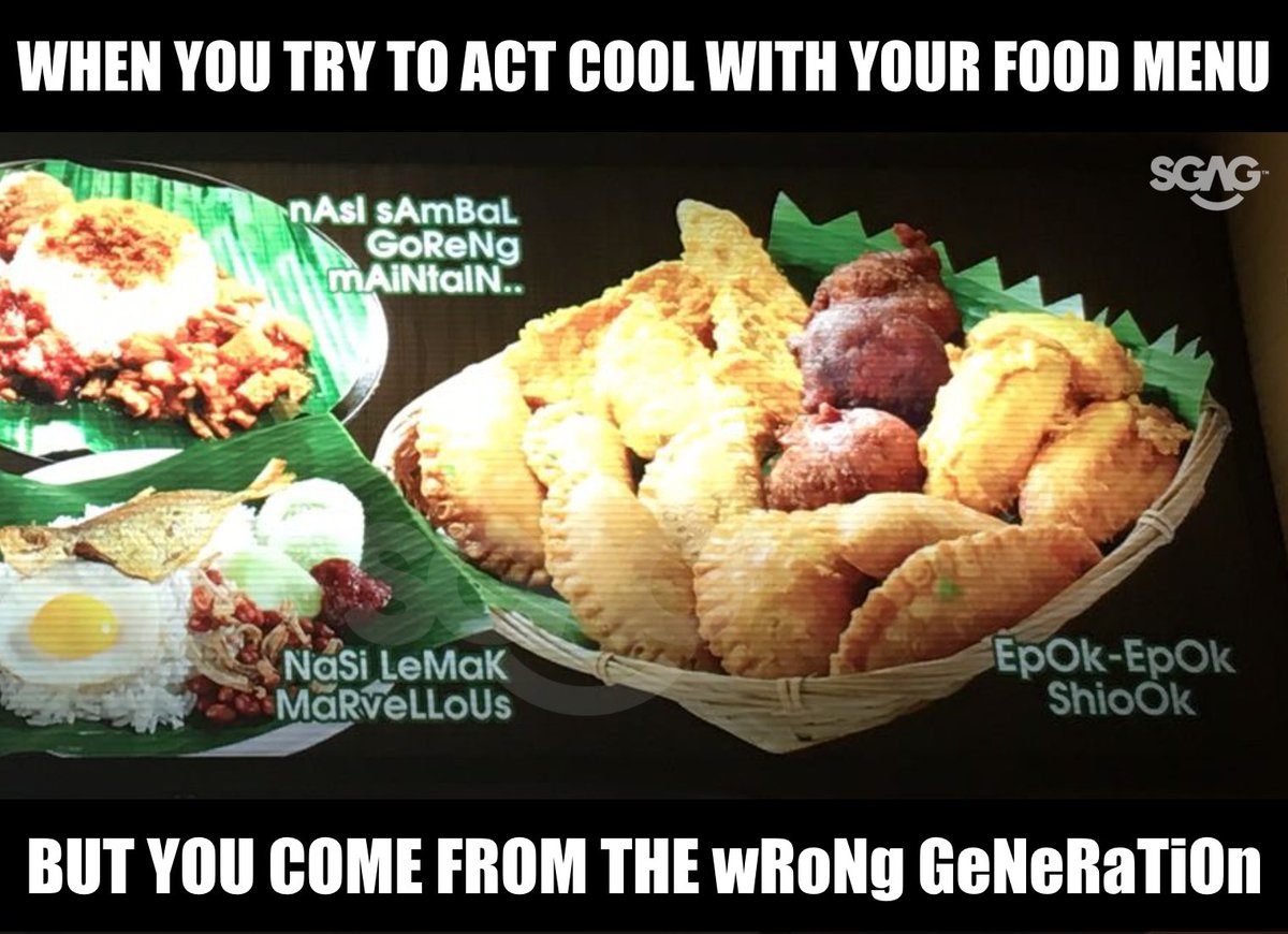 SGAG_SG's tweet photo. whoever thought of this menu is sibeh creative la! 😂😂 https://t.co/yMXOOhNFEb