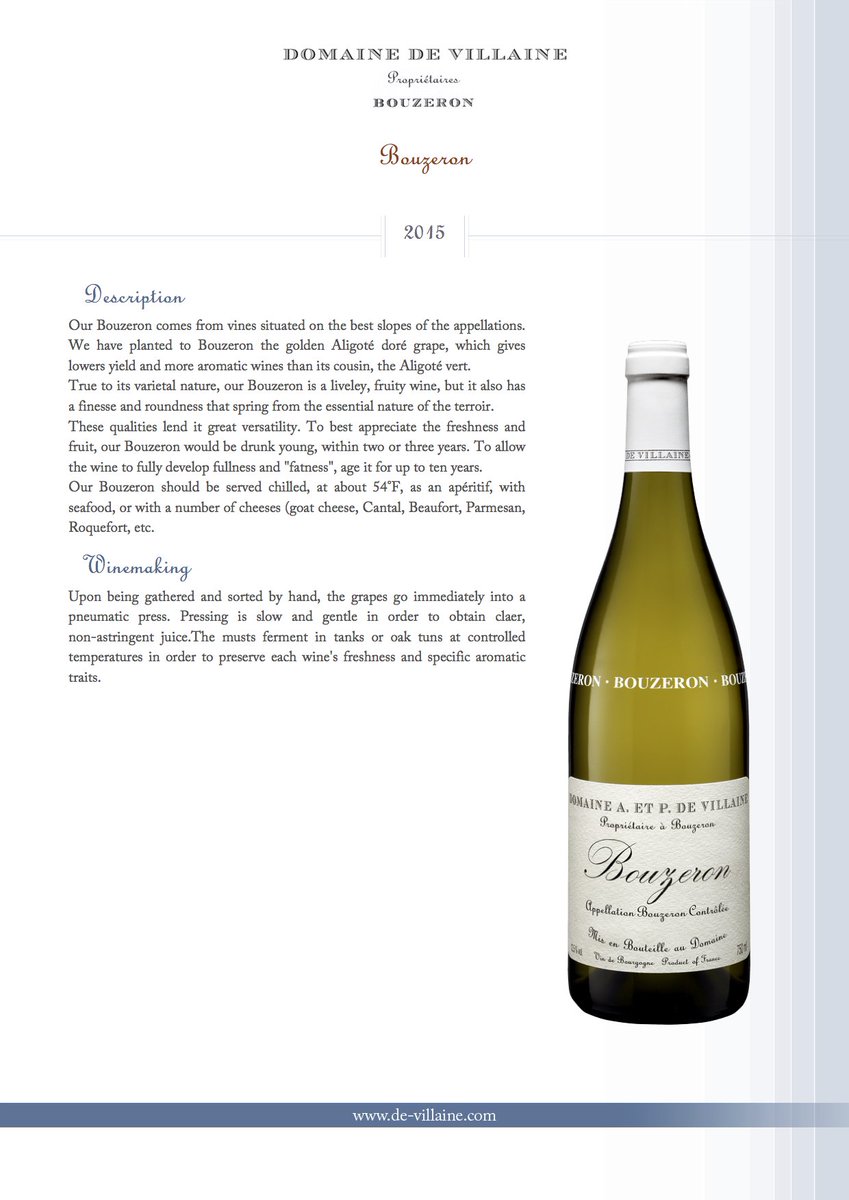 De_Villaine's tweet photo. Presentation of our BOUZERON 2015 #bouzeron #wine #devillaine #winery #vintages #burgundy #domainedevillaine https://t.co/BRq4afPqI9