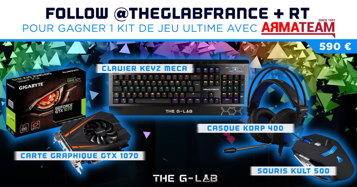 TheGLab_Gaming's tweet photo. Pour gagner le #KitUltimeDuJoueurPro avec @armateam : RT &amp; Follow @TheGLabFrance. Bonne chance ! https://t.co/cnnVLvGmZ4
