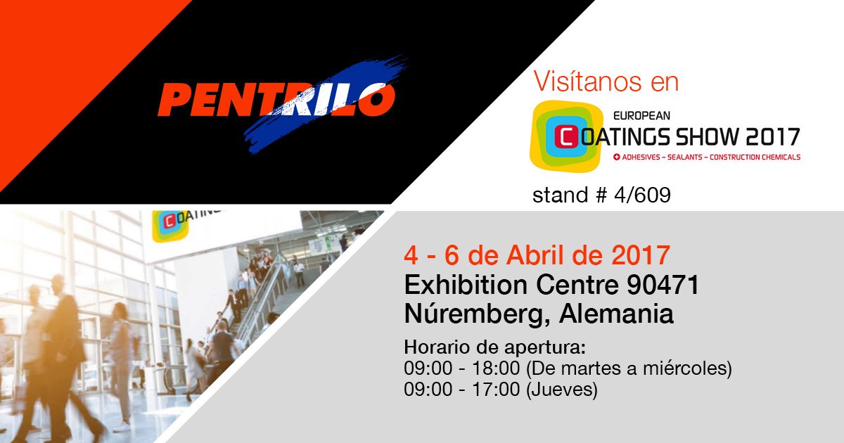 PentriloSL's tweet photo. Estaremos presentes en #EuropeanCoatingShow del 4 al 6 de abril en Núremberg, Alemania. Los esperamos en el Stand #4/609 https://t.co/kRfYviZZ2x