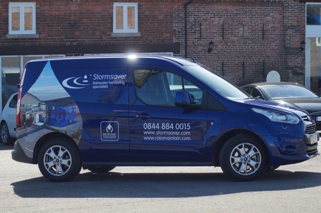 Stormsaver's tweet photo. Our van fleet has had some new wrapping! #rainwaterharvesting #stormsaver #honkifyouharvestrainwater https://t.co/sVOWUCUxjr