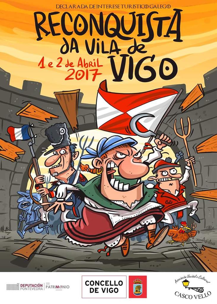 DavilaOBicheiro's tweet photo. Cartaz da festa da Reconquista de Vigo 2017 #reconquistavigo2017 #cascovellovigo https://t.co/pwKNDWblnU