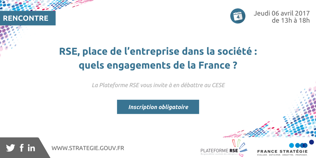 StrategiePlan's tweet photo. #RSE Quelle est la place de l’entreprise dans la société française? @PlateformeRSE vous invite à en débattre [6/04] https://t.co/FL3bJhnGMa https://t.co/v1ulrPHnpF