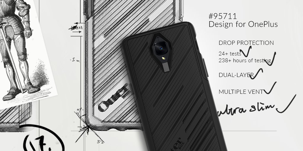 oneplus's tweet image. Armor your #OnePlus3T with the dual layer, shock-absorbant OtterBox case. onepl.us/3OB