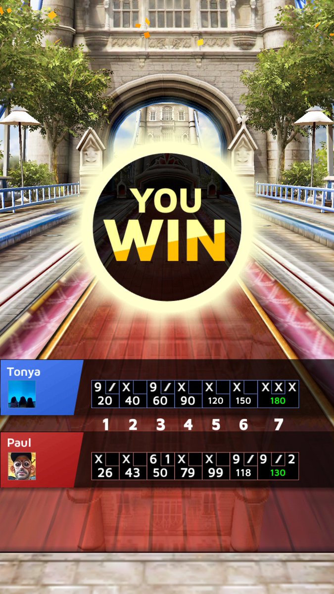I won at Seoul stage with 180 points! Challenge me now![goo.gl/PKD66U] #Bowling_King