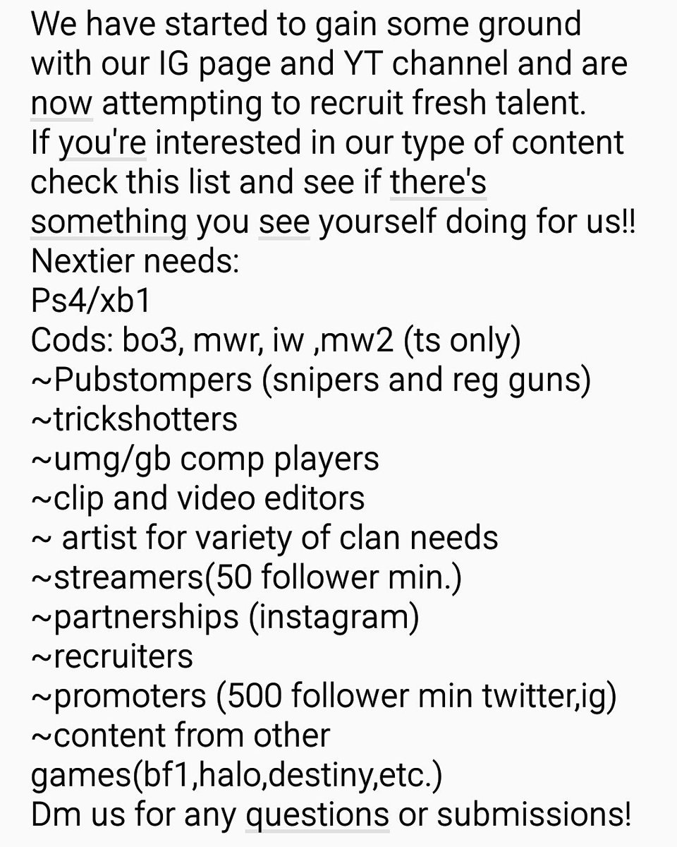 NextierGaming's tweet image. Our dms are open! @HyperRTs @ShoutGamers @CoDRT24_7 @ShawnAbner @GamerzRetweetz