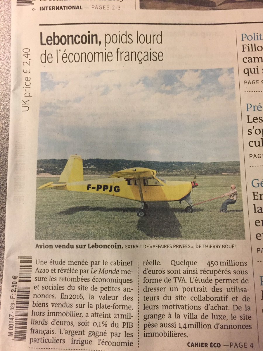 CdeBoisredon's tweet photo. Une @lemonde: étude impact eco &amp; social @leboncoin: 32 millions d'objets "recyclés" et 450m€ tva pour l'etat. Bravo david menascé (Azao) https://t.co/XnsZyMOAKw