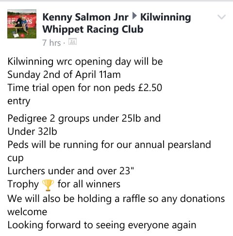 #openday #whippetracing #lurcherracing #timetrial Can't wait for our official opening day!! Last years was amazing!