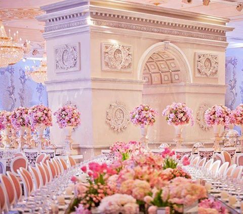 Shades of pink fill this elegant ballroom ~ Wedding planner: <a href="/gcevents/">GrandCapital Events</a>