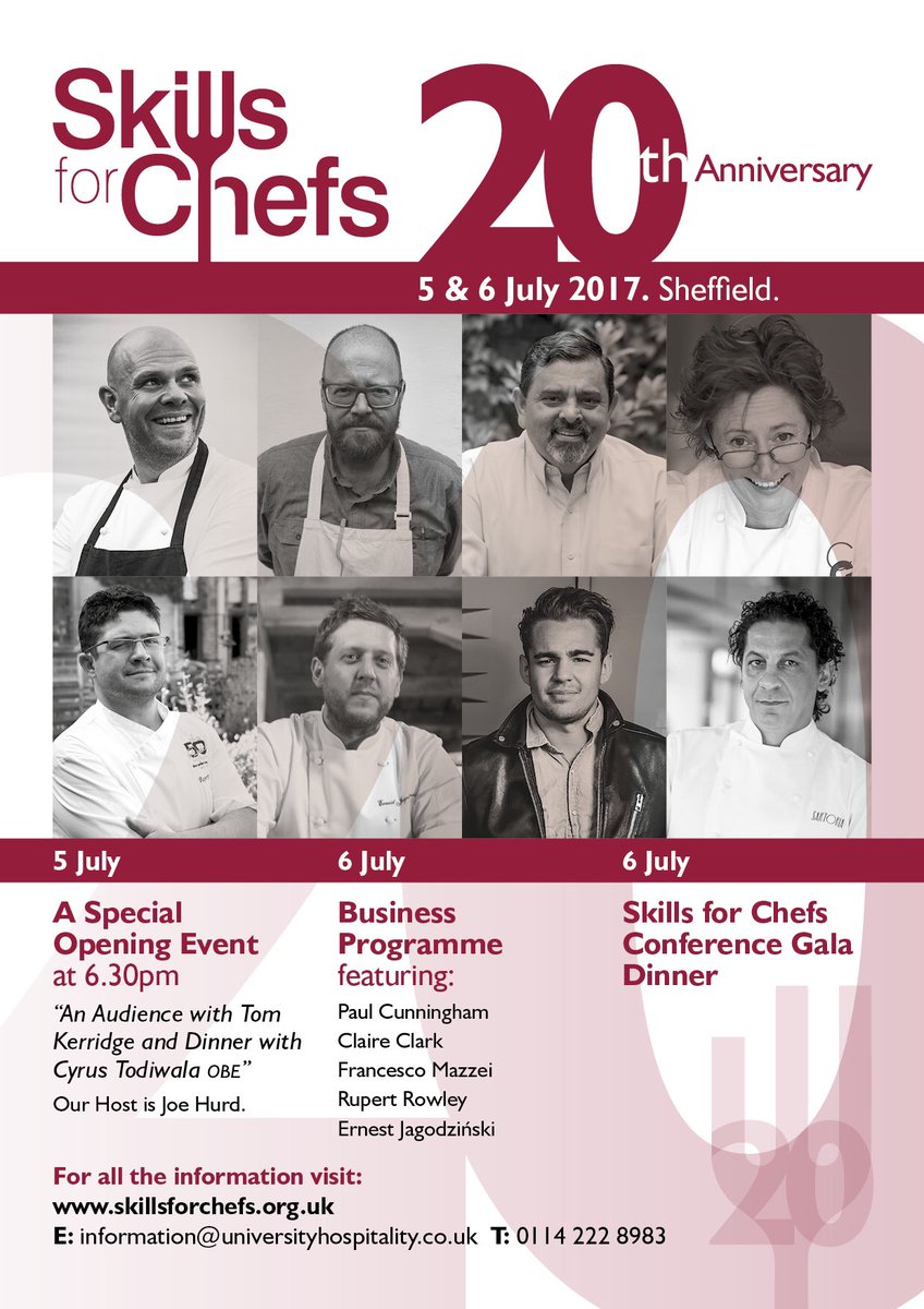 Skills for Chefs 20th Anniversary 5&amp;6 July. 
New format we start at 6.30pm on 5th July. 
Check out the details at skillsforchefs.org.uk