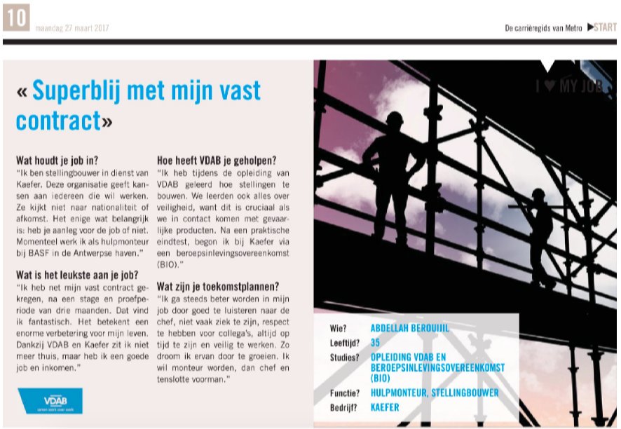 Abdellah volgde de opleiding stellingbouw en kreeg net een vast contract: "Ik ga steeds beter worden in mijn job!" nl.metrotime.be/2017/03/27/sta…