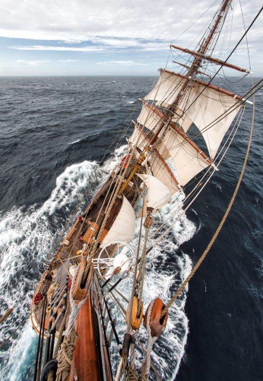 Beam reach in 30kn from high up the mizzen mast! #southatlantic